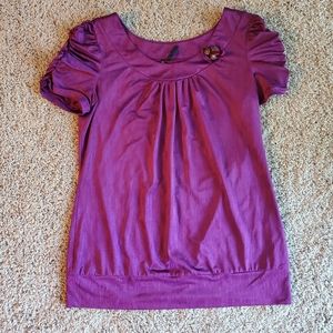 Maurices Purple Silky Like Short Sleeve Shirt